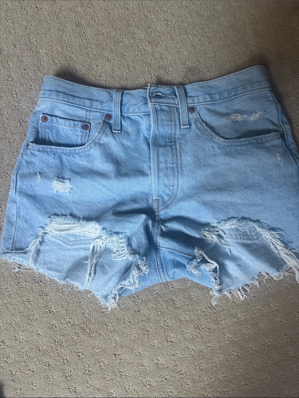 Light Wash Distressed Women's Denim Cutoff Shorts